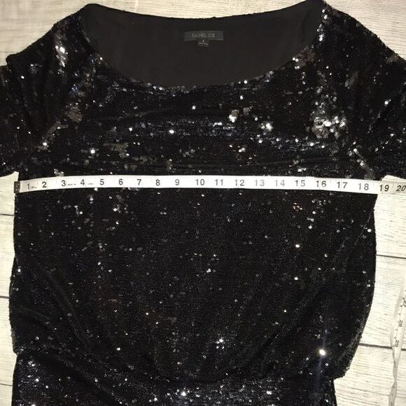 Rachel Zoe Sequin Blouson Mini Dress Flip Sequins - Picture 7 of 9